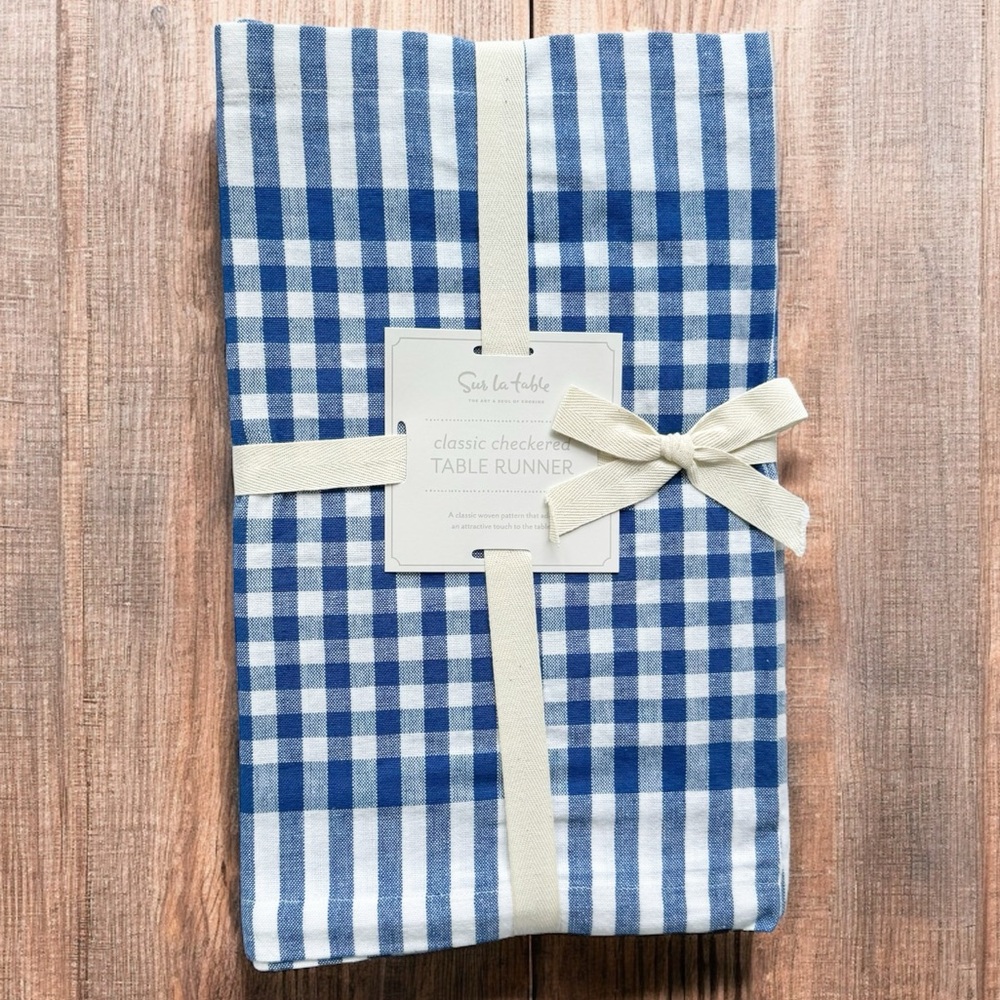 Sur la Table Table Runner in BBQ Check Blue | NWT